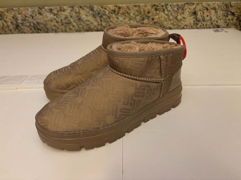 UGG Classic Ultra Mini Monogram Clear Ankle Boots
